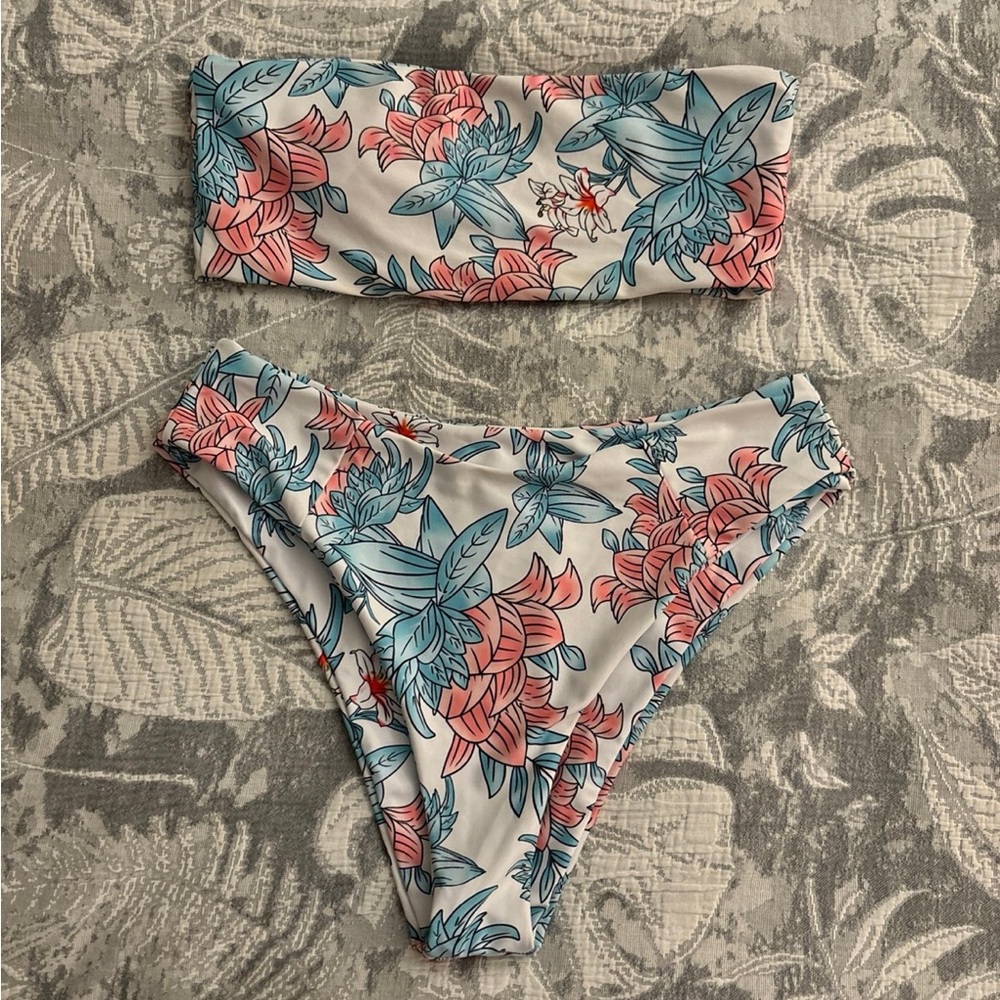 Floral high rise bikini set